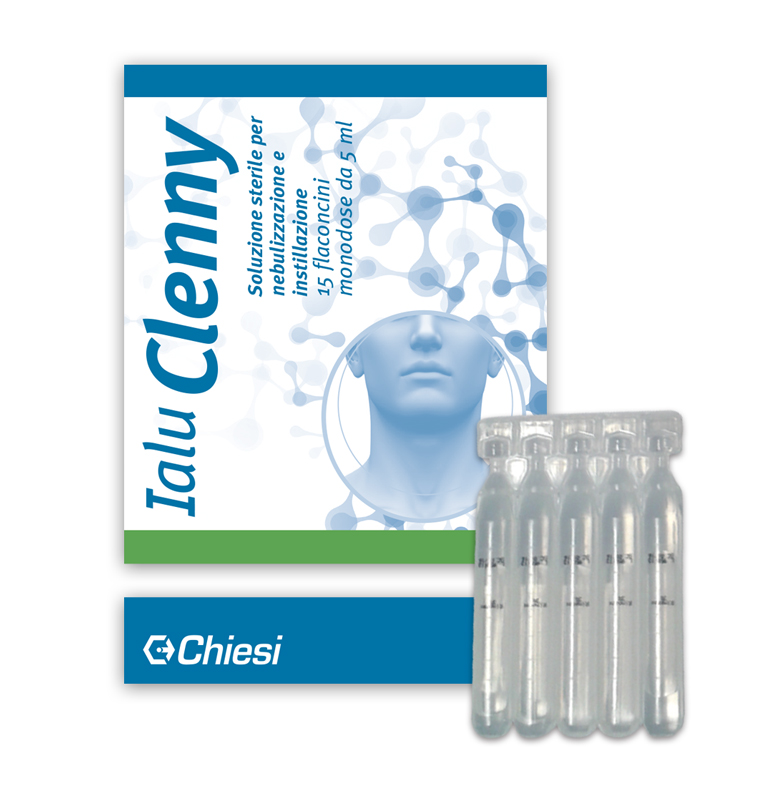 Immagine della confezione di Ialu Clenny flaconcini monodose, dispositivo medico di Chiesi Farmaceutici S.p.A.