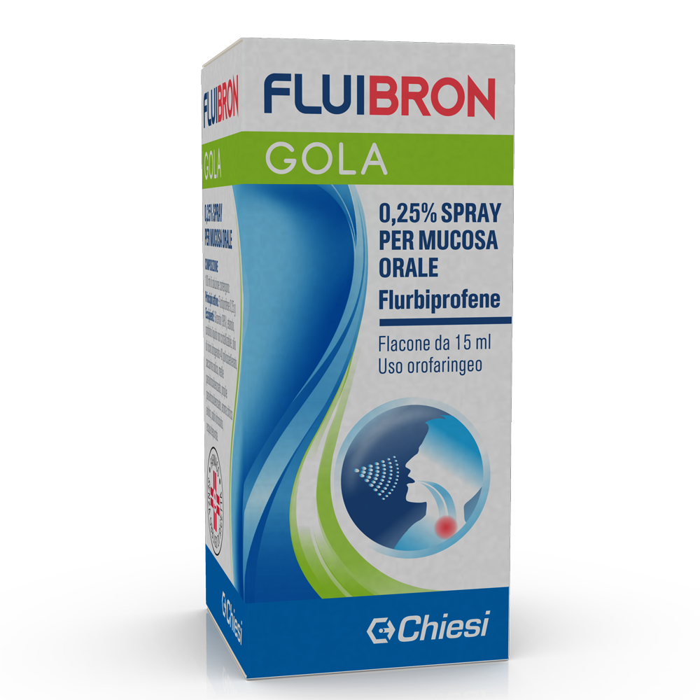 Immagine della confezione di Fluibron Gola, farmaco di Chiesi Farmaceutici S.p.A.