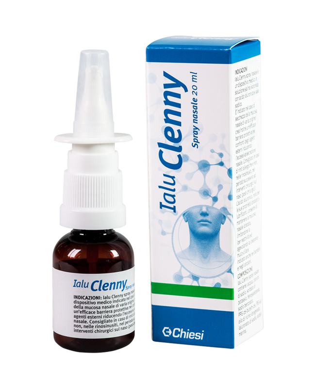 Immagine della confezione di Ialu Clenny spray nasale, dispositivo medico di Chiesi Farmaceutici S.p.A.