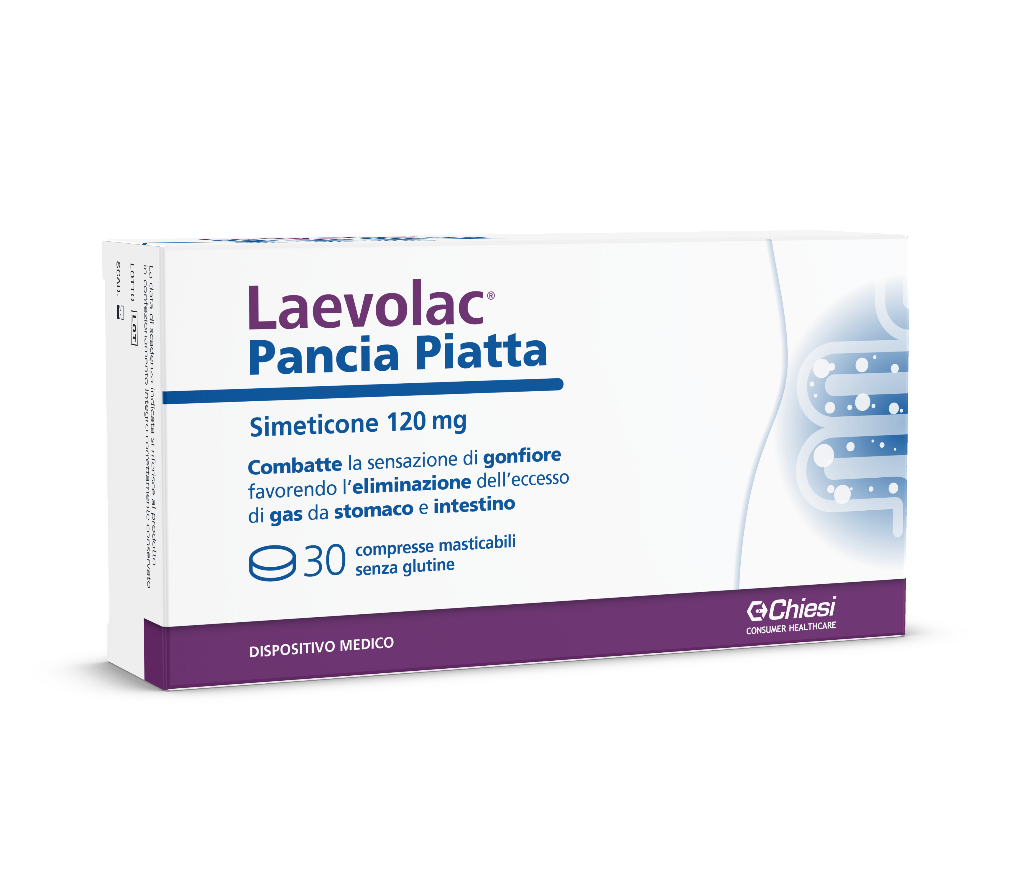 Immagine della confezione di Laevolac Pancia Piatta, integratore di Chiesi Farmaceutici S.p.A.