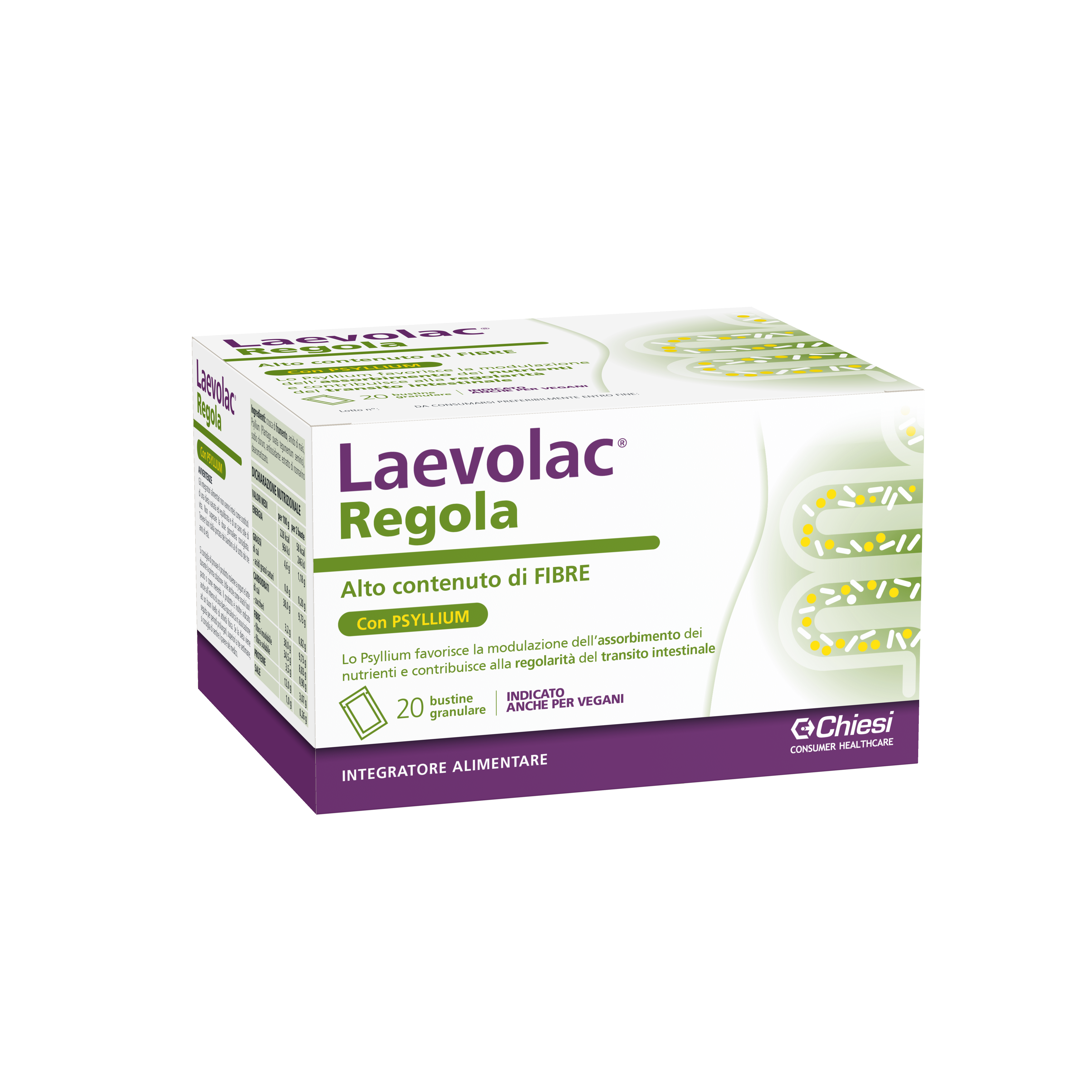 Immagine della confezione di Laevolac Regola, integratore di Chiesi Farmaceutici S.p.A.