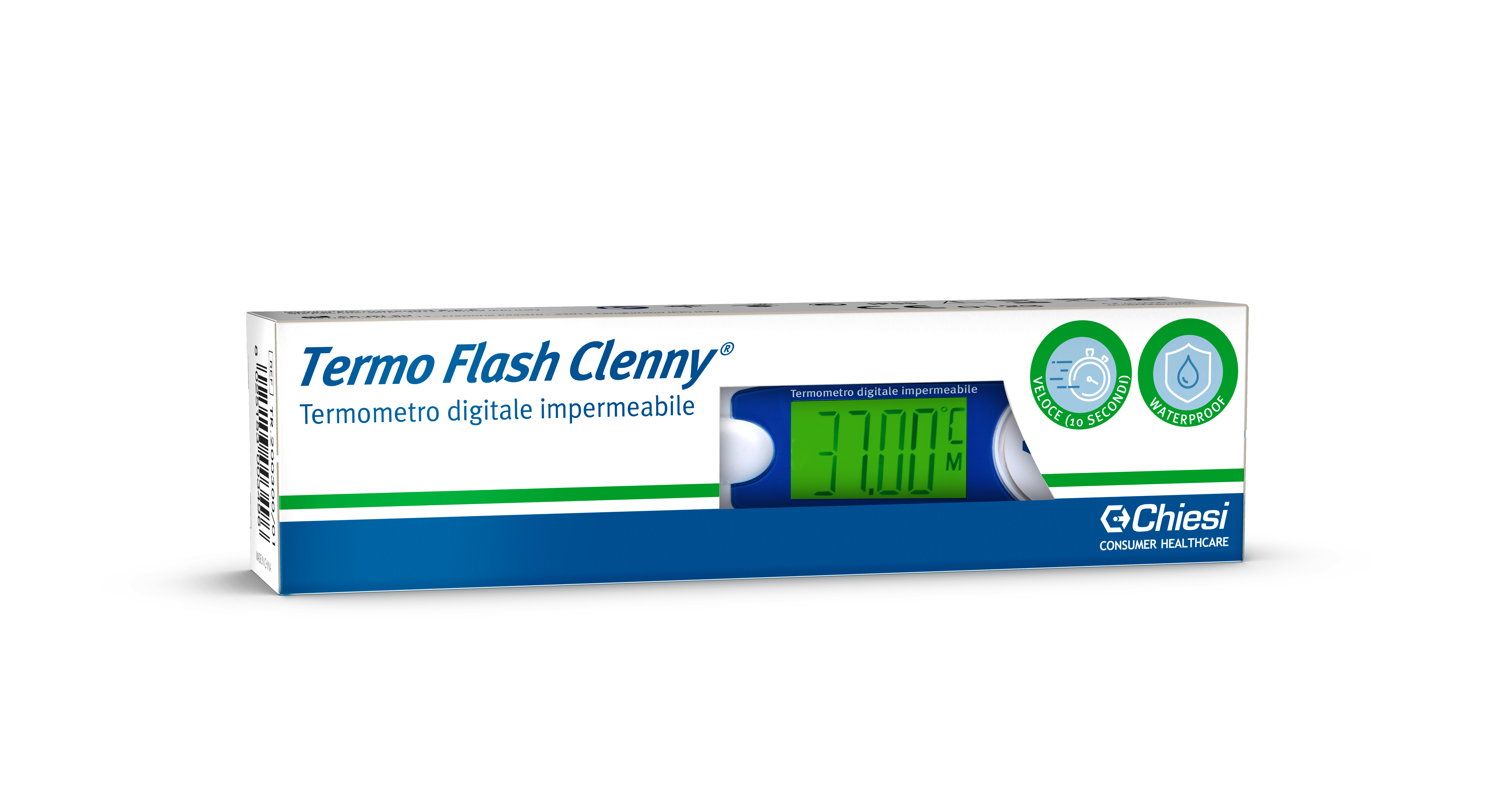 Immagine della confezione di Termo Flash Clenny, dispositivo medico di Chiesi Farmaceutici S.p.A.